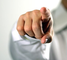 Businessman pointing at you